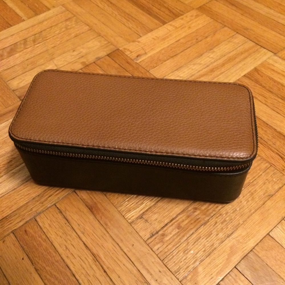 Fossil watch leather zipper carry case box